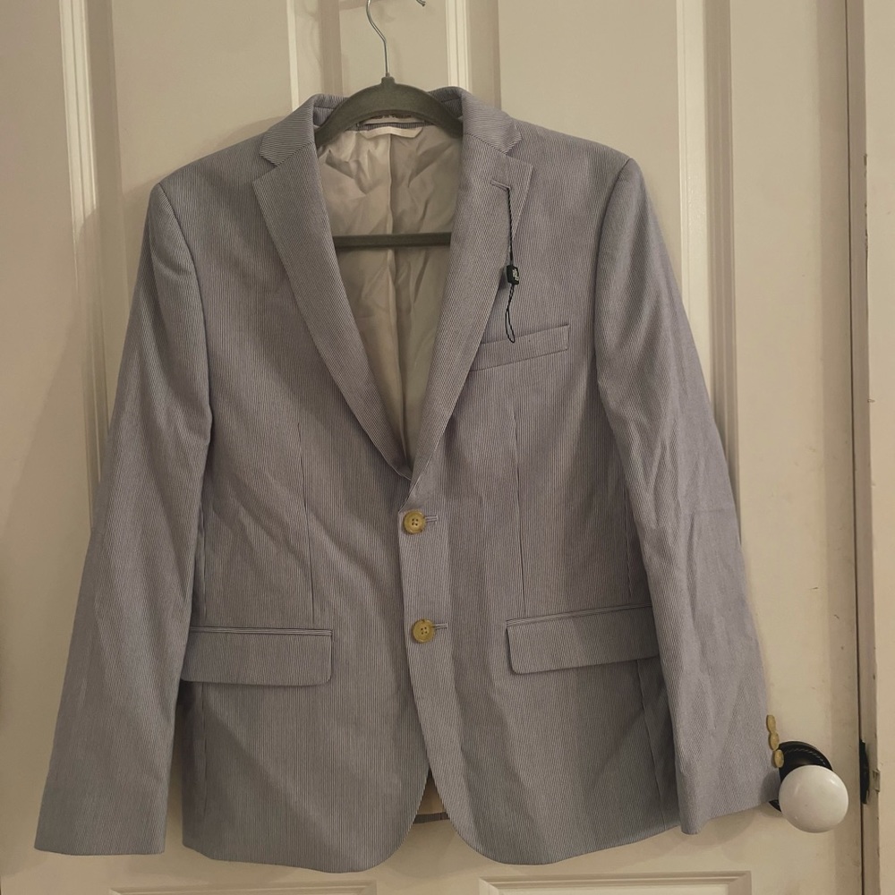 White and Blue Pinstripe suit | Ralph Lauren Polo | size 10